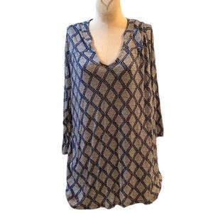 Lucky Brand tap blouse the neck geometric women’s size 1X